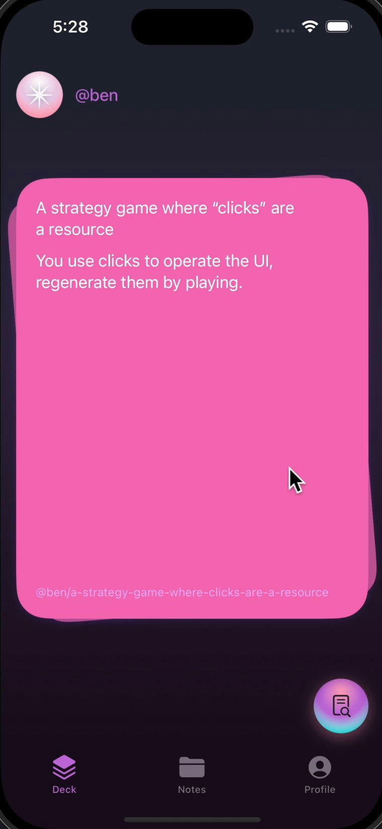 Subconscious: Early Card Prototypes